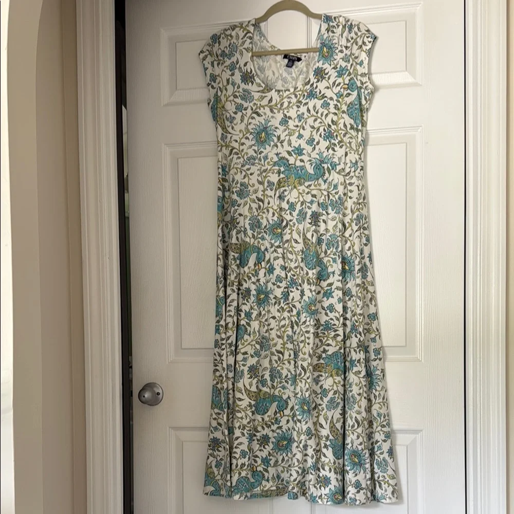 Chaps White and Blue Maxi Sundress with Scoop Neck - Picture 1 of 3